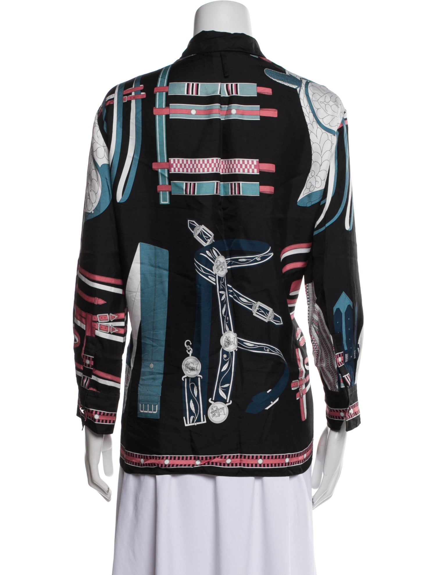 Hermès Silk Printed Button-Up Top